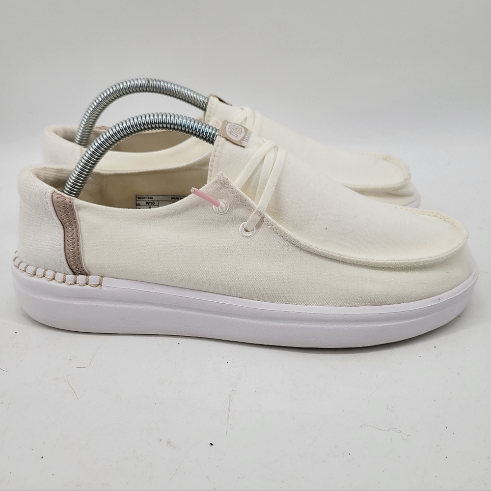 Hey Dude Wendy Rise Women's Spark White Comfortable Lightweight Loafer Shoes 10